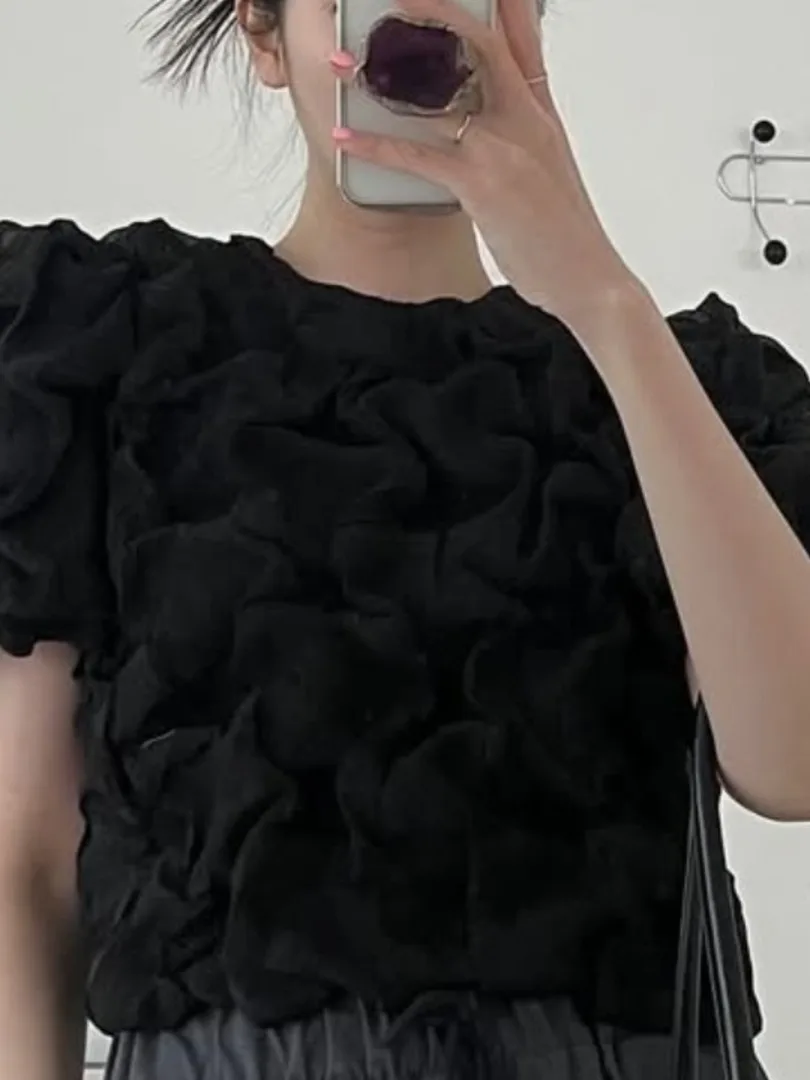 Chic Pleated Bubble Sve irt Women's ort Sle Sweet Anti-Aging Design Summer New Arrival Ladies' Premium Knitted Top
Chic Pleated Bubble Sve irt Women's ort Sle Sweet Anti-Aging Design Summer New Arrival Ladies' Premium Knitted Top