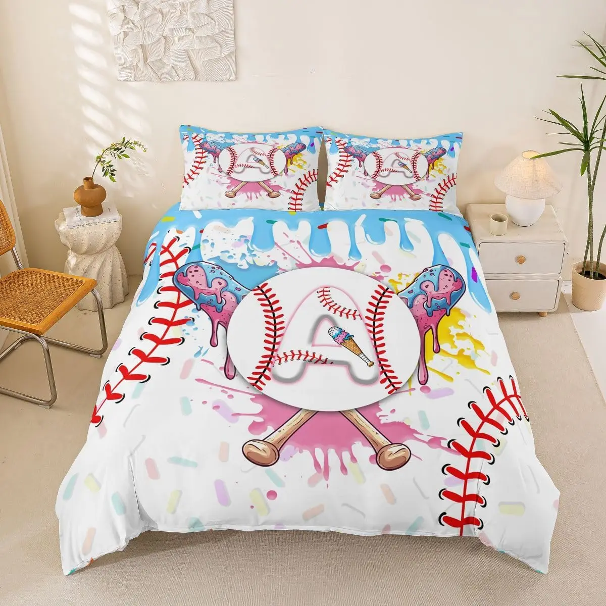 Baseball Cot Bedding Cute Ice Cream Drip Duvet Cover Set Teal Blue Graffiti With 1 Pillowcase Boy Letter A Initial
Baseball Cot Bedding Cute Ice Cream Drip Duvet Cover Set Teal Blue Graffiti With 1 Pillowcase Boy Letter A Initial