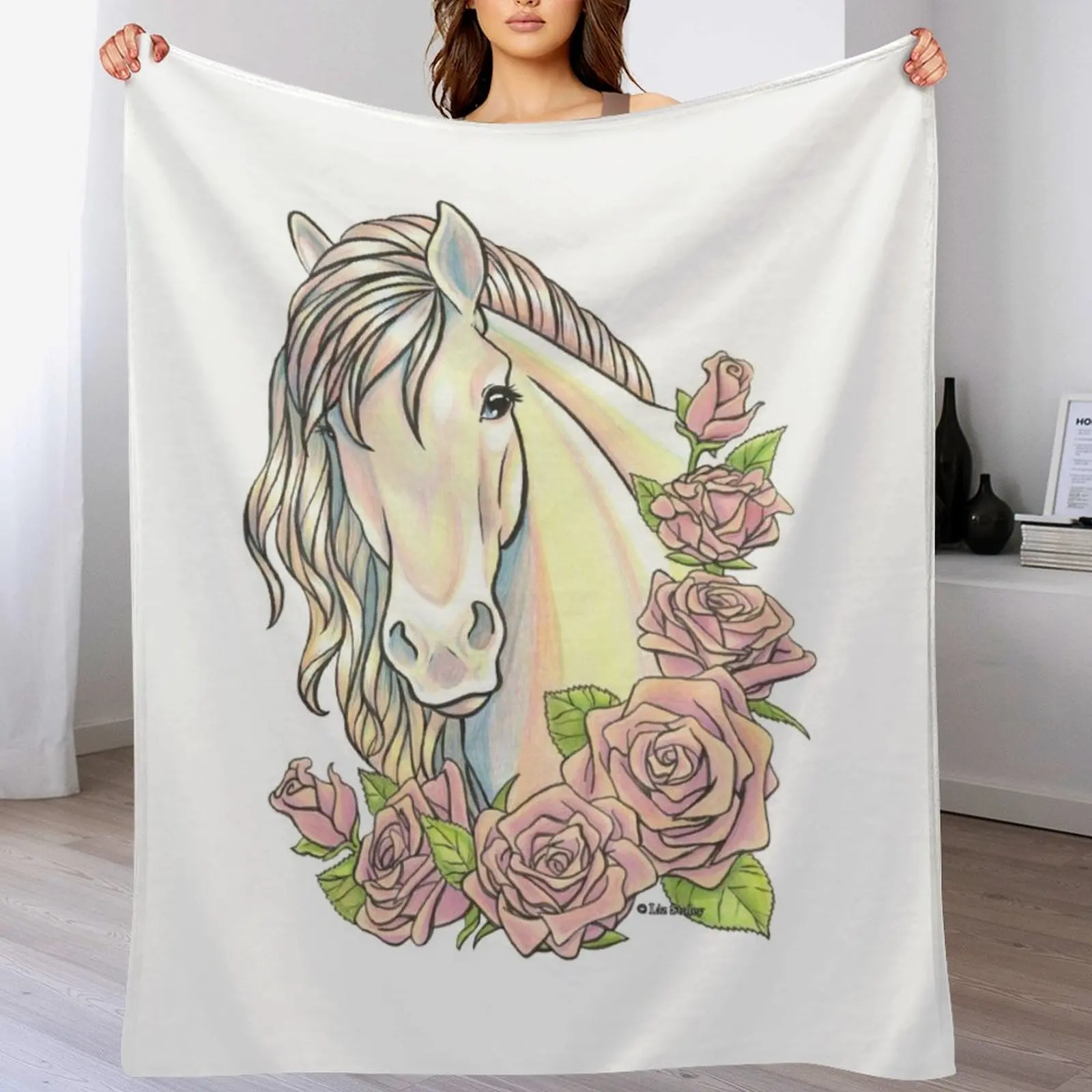 Pearl Horse with Pink Roses Throw Blanket Long Lasting Soft Plush Blanket for Daily Use
Pearl Horse with Pink Roses Throw Blanket Long Lasting Soft Plush Blanket for Daily Use