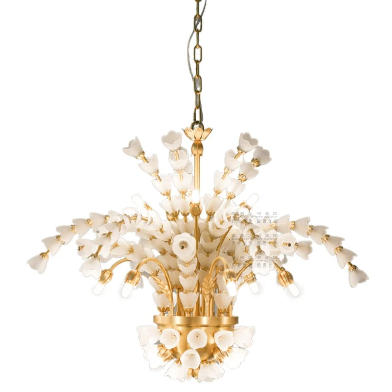 French glass petal dandelion chandelier American retro all copper living room warm bedroom dining room flower lamp
French glass petal dandelion chandelier American retro all copper living room warm bedroom dining room flower lamp