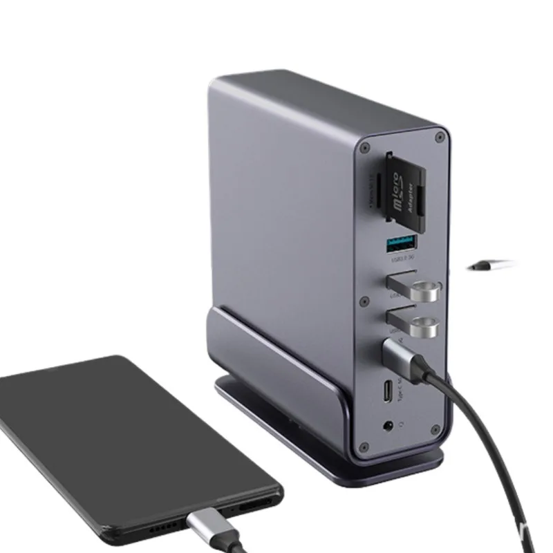 Type-C docking station, 15-in-1 compatible with Lightning 4 Gigabit network port, desktop vertical
Type-C docking station, 15-in-1 compatible with Lightning 4 Gigabit network port, desktop vertical