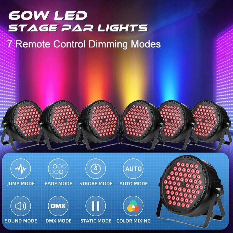 60 LED DJ Disco Stage Flat Par Lighting Effect Disco Party Christmas Bar Club Wedding Show Lights Voice-activated Colorful Light
60 LED DJ Disco Stage Flat Par Lighting Effect Disco Party Christmas Bar Club Wedding Show Lights Voice-activated Colorful Light