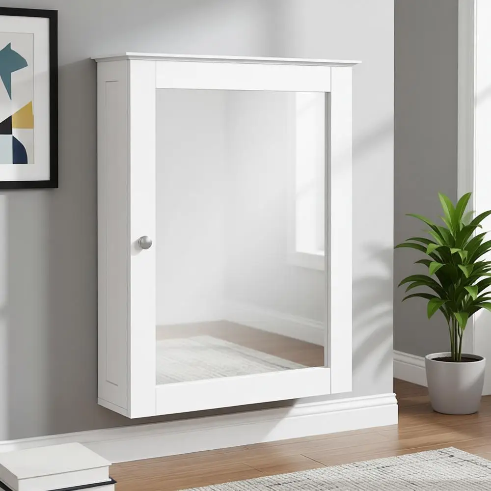 Wall-Mounted Medicine Cabinet with Adjustable Shelves - White Mirrored Bathroom Storage
Wall-Mounted Medicine Cabinet with Adjustable Shelves - White Mirrored Bathroom Storage