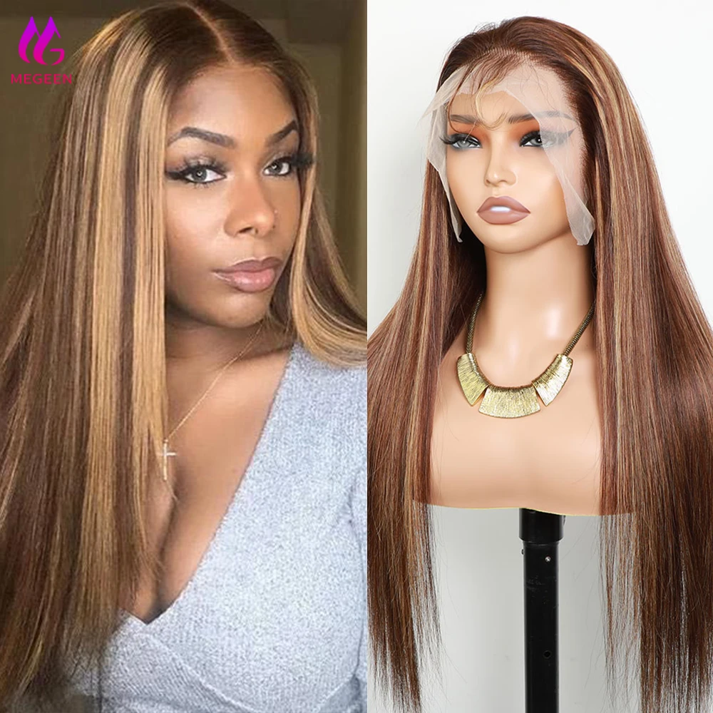 Megeen Pre Plucked P4/27 Colored Wig 26 Inch Ombre Highlight 13x4 Lace Front Wigs Human Hair Transparent Straight Lace Front Wig
Megeen Pre Plucked P4/27 Colored Wig 26 Inch Ombre Highlight 13x4 Lace Front Wigs Human Hair Transparent Straight Lace Front Wig