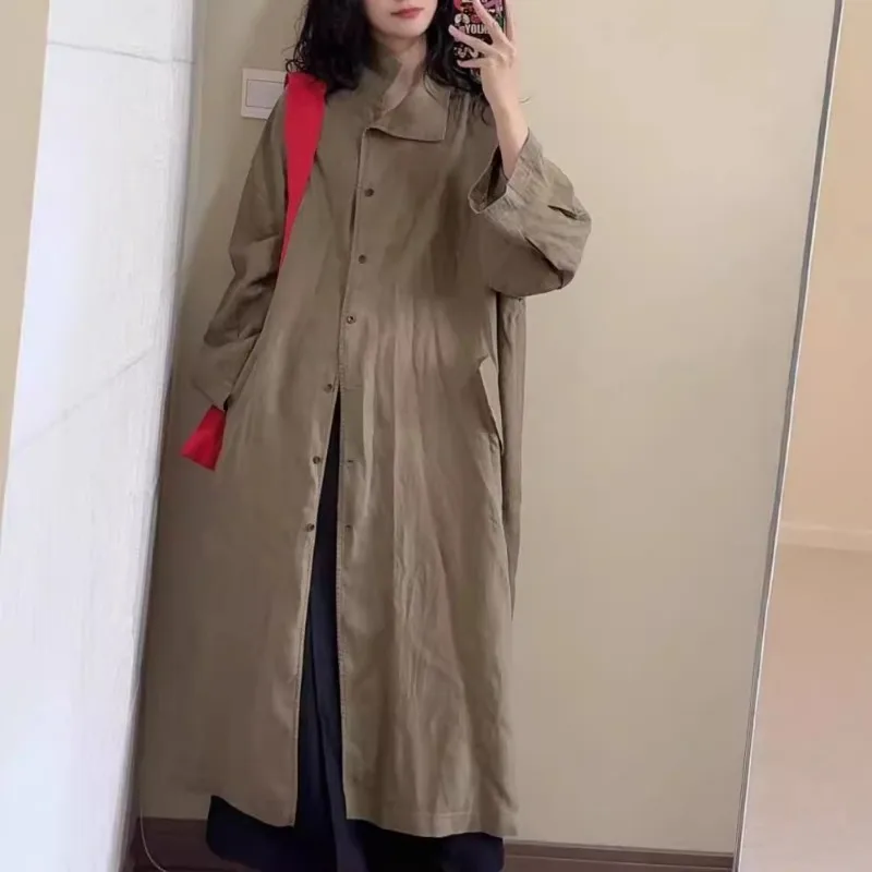 Vintage Linens Trench Coat Woman Autumn New Loose Simple Over The Knee Coat Woman
Vintage Linens Trench Coat Woman Autumn New Loose Simple Over The Knee Coat Woman
