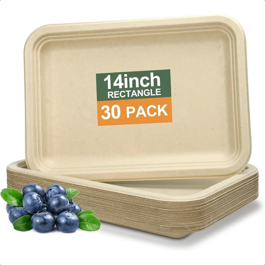 Disposable Paper Plates 30 Pack Bagasse Food Trays 14 Inch Compostable and Biodegradable Event Plates Unbleached BPAFree Microw
Disposable Paper Plates 30 Pack Bagasse Food Trays 14 Inch Compostable and Biodegradable Event Plates Unbleached BPAFree Microw