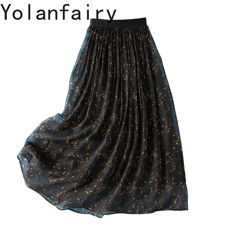 YOLANFAIRY 100%Real Mulberry Silk Skirts for Women Fashion Black Floral Skirt Woman Clothing Elegant High-waist Skirt Streetwear
YOLANFAIRY 100%Real Mulberry Silk Skirts for Women Fashion Black Floral Skirt Woman Clothing Elegant High-waist Skirt Streetwear