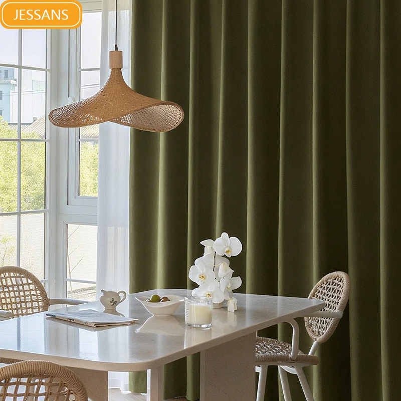 Chenille Vintage Green Wheat Ears Jacquard Thickened Blackout Curtains for Living Room Bedroom Balcony Custom-made Products
Chenille Vintage Green Wheat Ears Jacquard Thickened Blackout Curtains for Living Room Bedroom Balcony Custom-made Products