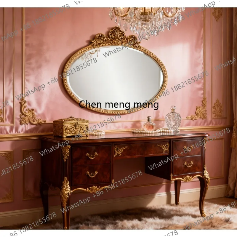 Retro oval bathroom mirror light luxury vanity mirror, carved decoration, wall-mounted entrance mirror
Retro oval bathroom mirror light luxury vanity mirror, carved decoration, wall-mounted entrance mirror