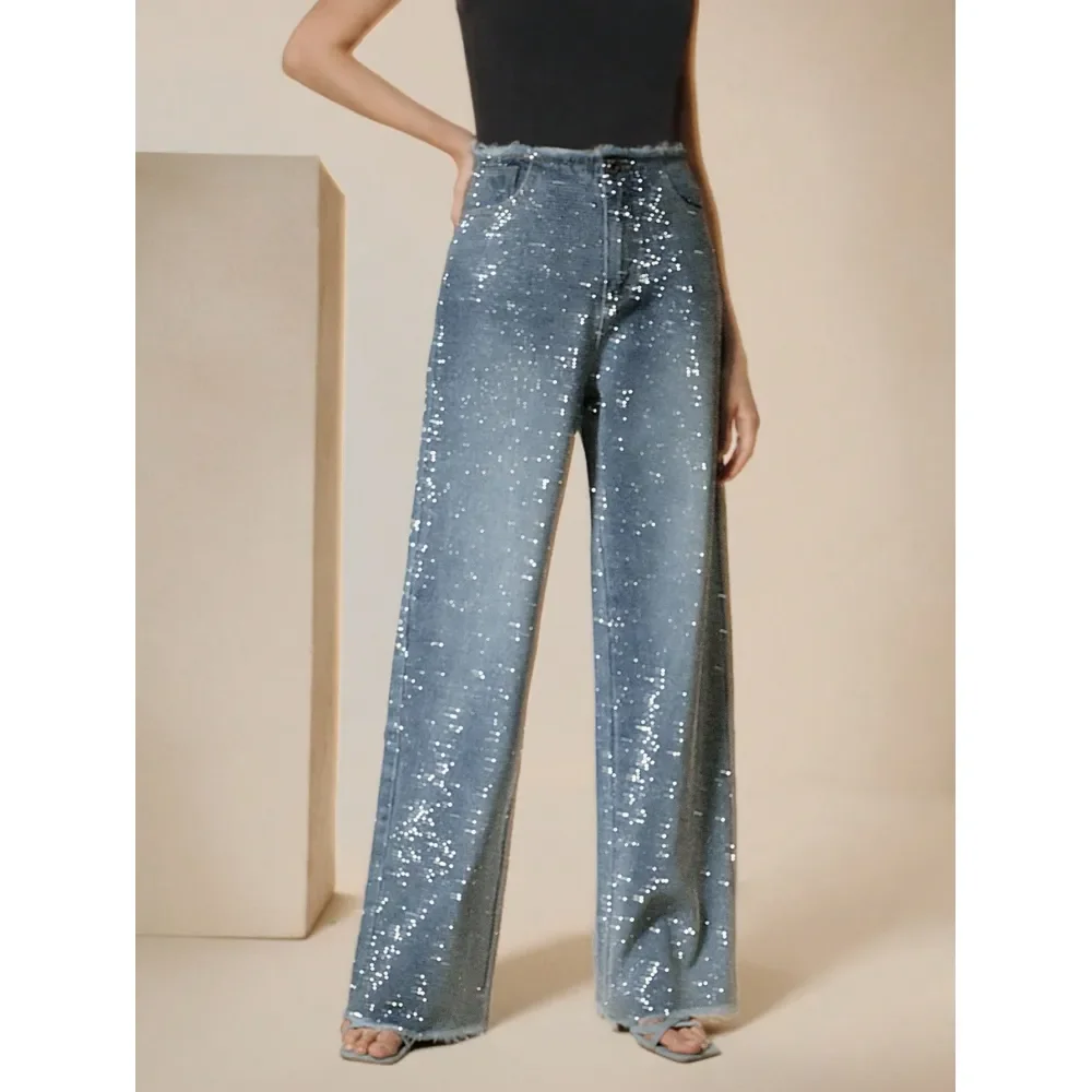 High Stretch Rhinestone Decorated Straight Cut Frayed Hem Fashion Jeans
High Stretch Rhinestone Decorated Straight Cut Frayed Hem Fashion Jeans