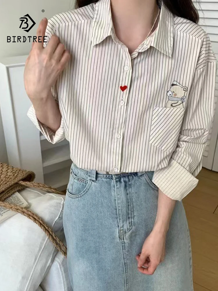 New Summer Cotton Long Sleeve Shirts Woman Lapel Striped Retro Tops Mori Girl Casual Loose French Blouses 2024 Autumn T47565QC
New Summer Cotton Long Sleeve Shirts Woman Lapel Striped Retro Tops Mori Girl Casual Loose French Blouses 2024 Autumn T47565QC
