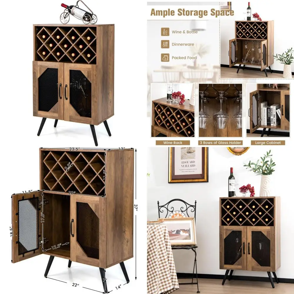 Шкаф-буфет для спиртных напитков в индустриальном стиле со съемной винной стойкой, встроенным стеклянным держателем и шкафом для кафе-бара
Шкаф-буфет для спиртных напитков в индустриальном стиле со съемной винной стойкой, встроенным стеклянным держателем и шкафом для кафе-бара