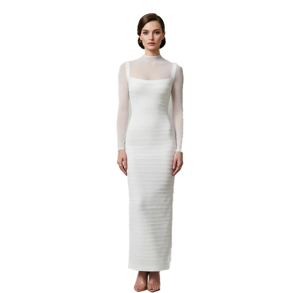 Women Bandage Mesh Patchwork Dresses Sleeve See Through Turtle Neck Slim Long Sleeve Wrap Dress Formal Bodycon Celebrity Gown
Women Bandage Mesh Patchwork Dresses Sleeve See Through Turtle Neck Slim Long Sleeve Wrap Dress Formal Bodycon Celebrity Gown