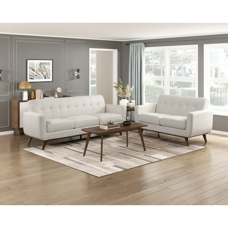 Beige Fabric Loveseat Sofa with Tufted Design and Solid Wood Legs – Contemporary 2-Piece Living Room Furniture
Beige Fabric Loveseat Sofa with Tufted Design and Solid Wood Legs – Contemporary 2-Piece Living Room Furniture