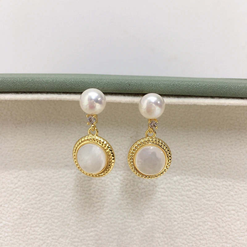 ZHBORUINI Hot Selling Natural Freshwater Pearl Earrings Exquisite Natural Sea Shell Round Pearl Earrings Female Jewelry Gift
ZHBORUINI Hot Selling Natural Freshwater Pearl Earrings Exquisite Natural Sea Shell Round Pearl Earrings Female Jewelry Gift