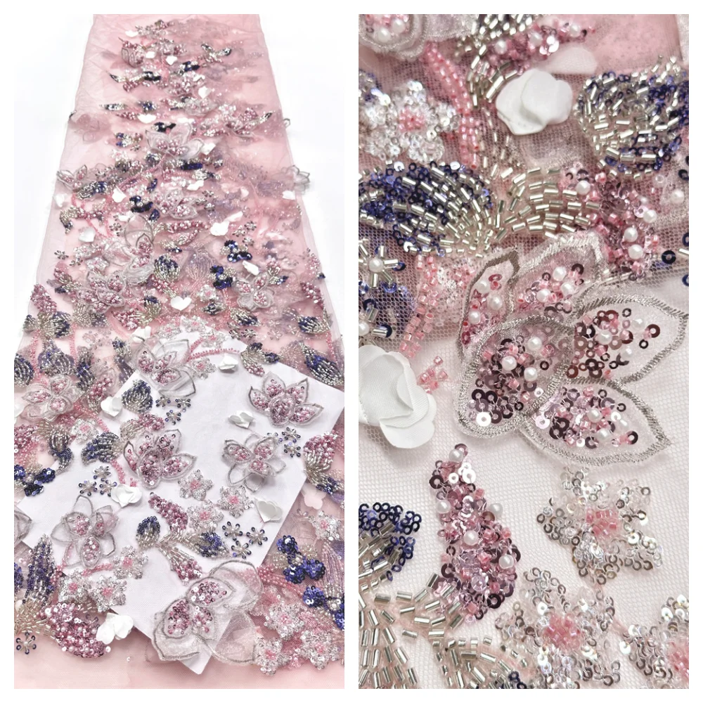 5 Yards Luxury African Sequins Groom Lace Fabric 2026 High Quality French Nigerian Beaded Lace Fabric For Wedding Dress
5 Yards Luxury African Sequins Groom Lace Fabric 2026 High Quality French Nigerian Beaded Lace Fabric For Wedding Dress