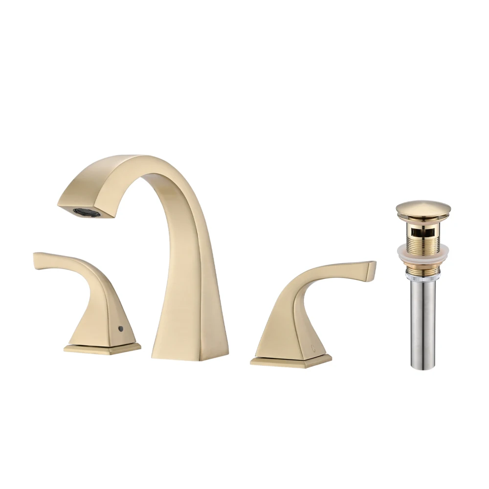 2-Handle Bathroom Sink Faucet with Drain, Brushed Gold
2-Handle Bathroom Sink Faucet with Drain, Brushed Gold