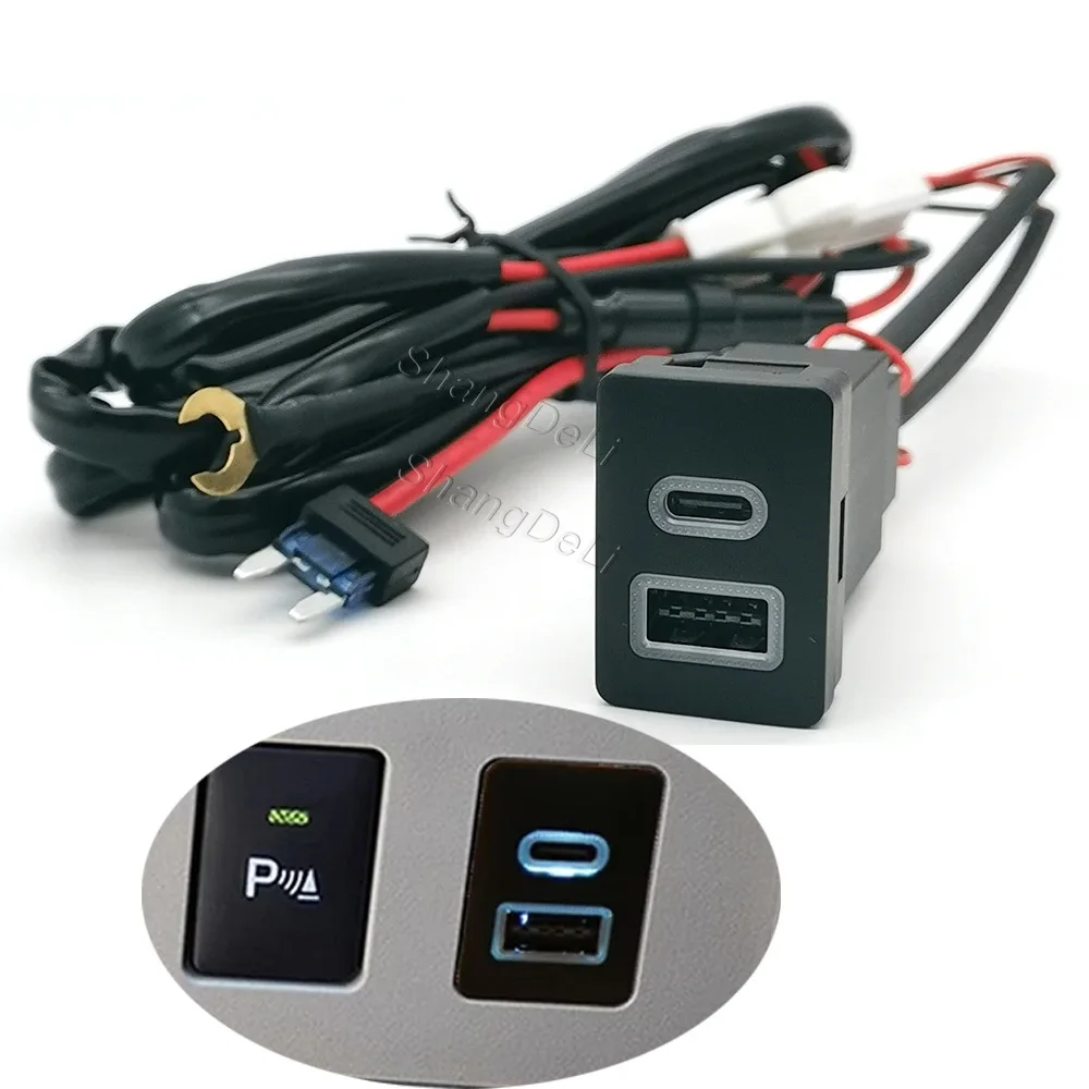 Car Fuse Box Connector Type-C PD QC3.0 White Led Light Dual Phone Charging Adapter Charger Socket Fit for For Toyota LC120 Prado
Car Fuse Box Connector Type-C PD QC3.0 White Led Light Dual Phone Charging Adapter Charger Socket Fit for For Toyota LC120 Prado