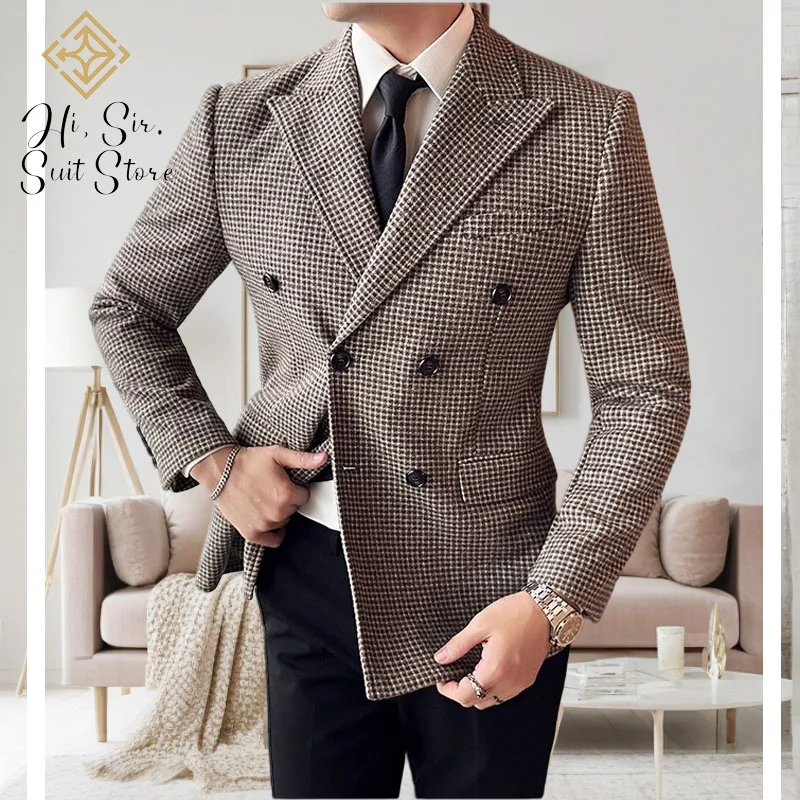 Модный высококачественный костюм с узором «гусиные лапки», мужская деловая повседневная куртка, Новое поступление, мужской костюм в клетку из утолщенной шерстяной ткани
Модный высококачественный костюм с узором «гусиные лапки», мужская деловая повседневная куртка, Новое поступление, мужской костюм в клетку из утолщенной шерстяной ткани