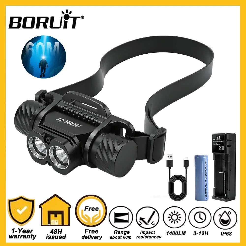 Налобный фонарь BORUiT HP2000 LED для дайвинга, 1400 лм, подводный до 60 метров, 7 режимов освещения, водонепроницаемость IP68, аккумулятор 21700
Налобный фонарь BORUiT HP2000 LED для дайвинга, 1400 лм, подводный до 60 метров, 7 режимов освещения, водонепроницаемость IP68, аккумулятор 21700