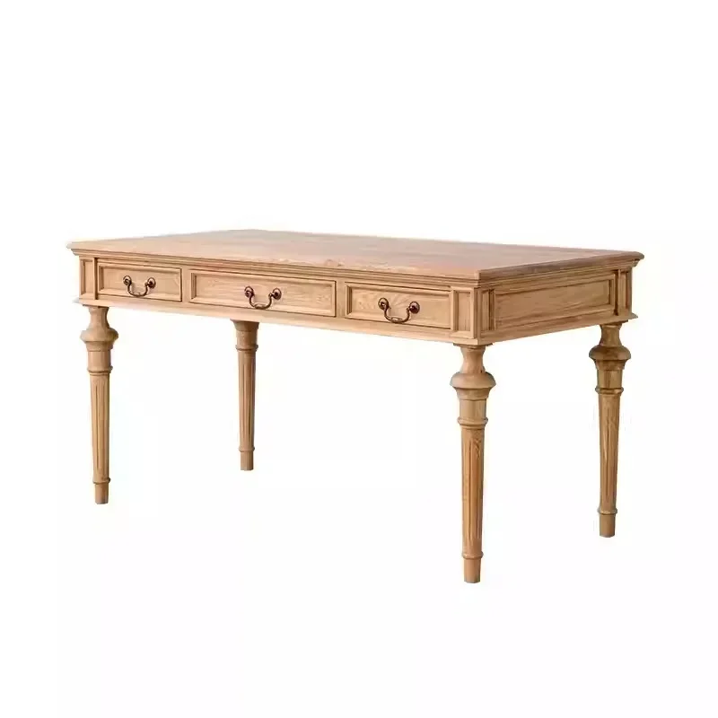 American oak three pumping desk European log computer desk study simple student study table
American oak three pumping desk European log computer desk study simple student study table