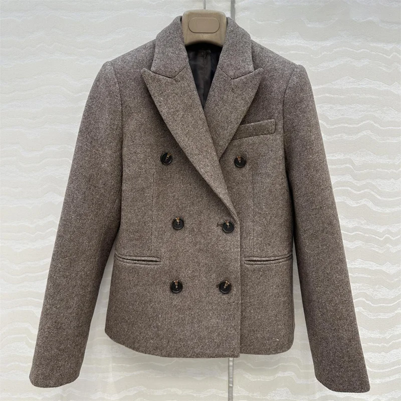 Women's jacket New double breasted slim fit women's suit jacket for autumn 2025 Wool blend collar long sleeved top Women's coat
Women's jacket New double breasted slim fit women's suit jacket for autumn 2025 Wool blend collar long sleeved top Women's coat