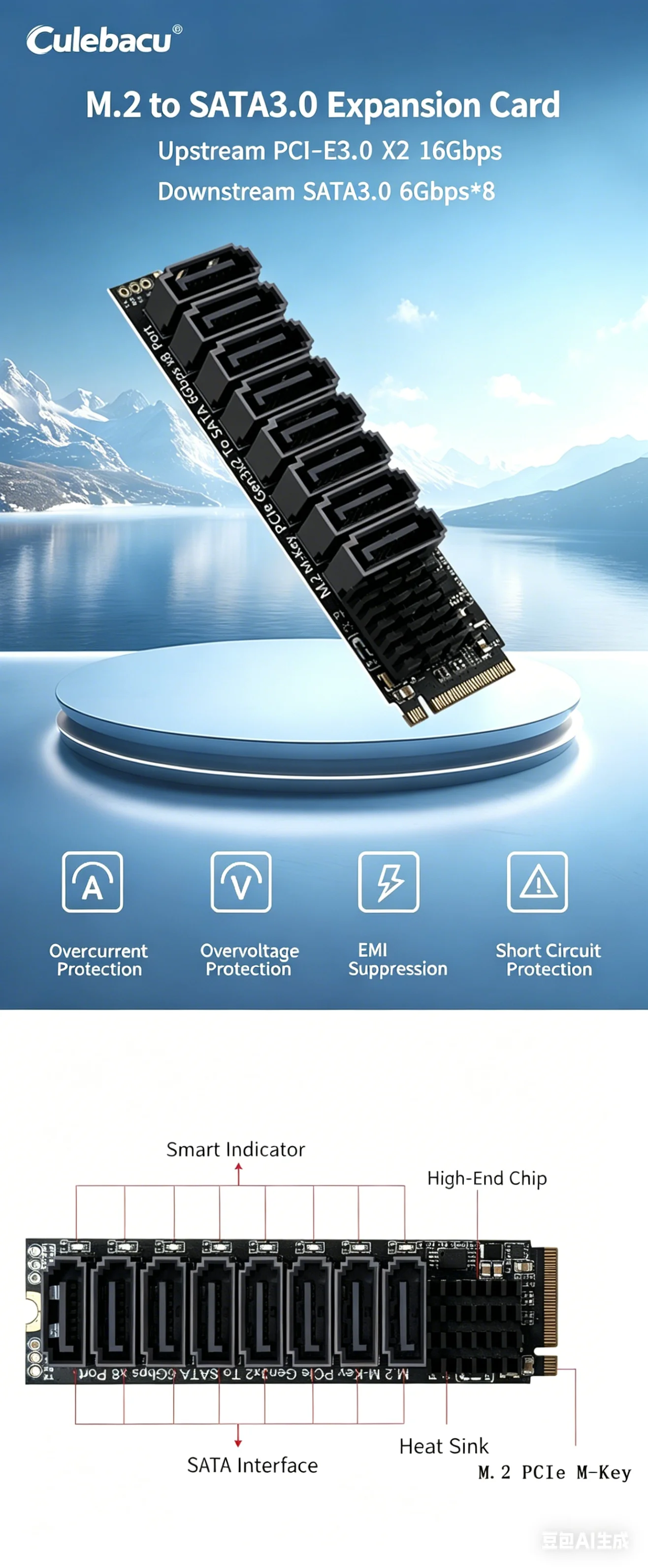 Карта расширения M.2 PCIE на SATA 6 Гбит/с, 8 портов, M.2 M KEY NVMe на SATA, с интеллектуальным индикатором, для настольных ПК
Карта расширения M.2 PCIE на SATA 6 Гбит/с, 8 портов, M.2 M KEY NVMe на SATA, с интеллектуальным индикатором, для настольных ПК