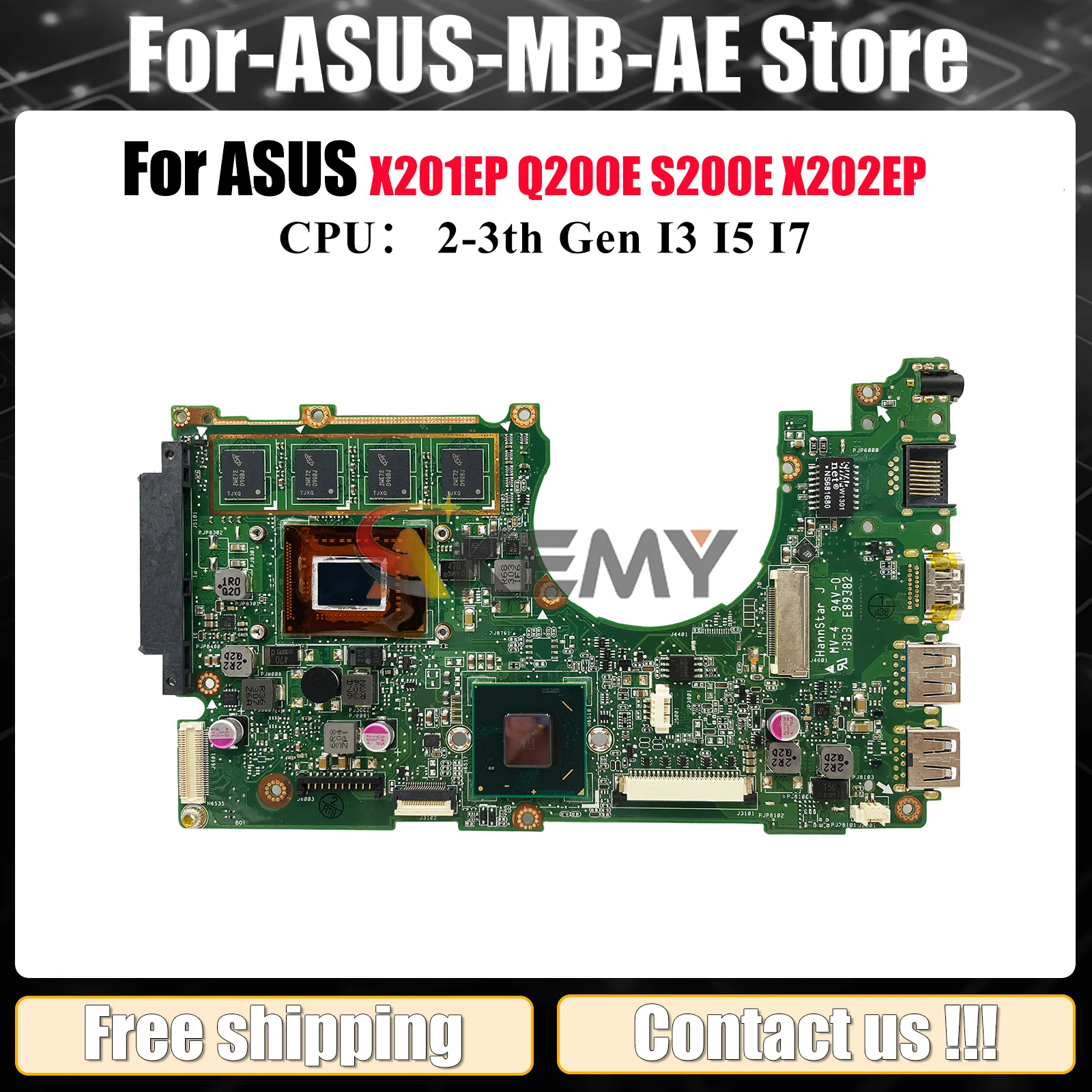 X202E Laptop Motherboard For ASUS VivoBook S200E X201EP X202EV Q200E X202E X202EP Mainboard With I3 I5 I7 CPU 100% tests OK stk
X202E Laptop Motherboard For ASUS VivoBook S200E X201EP X202EV Q200E X202E X202EP Mainboard With I3 I5 I7 CPU 100% tests OK stk
