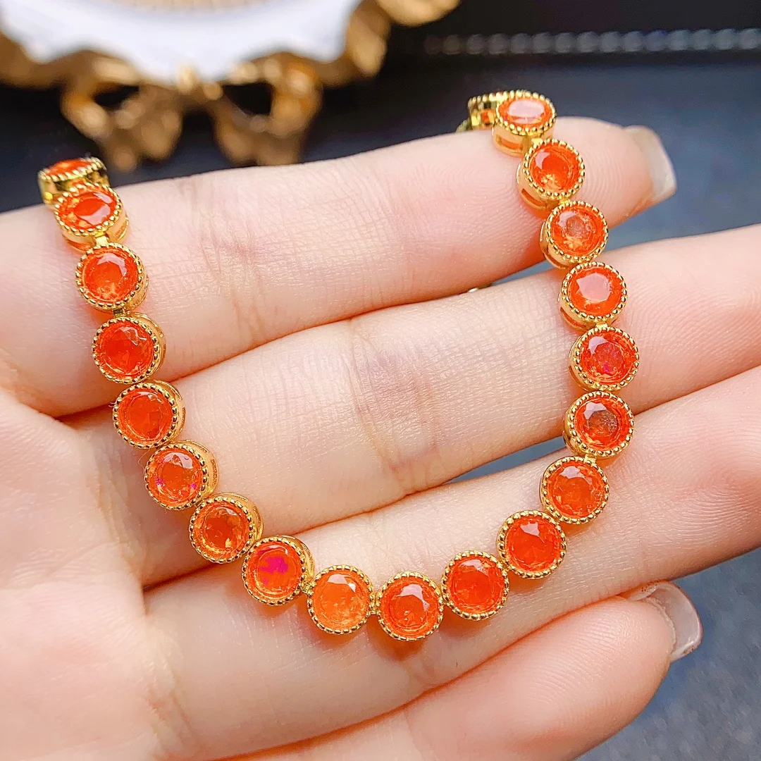 Fire Opal Silver Bracelet Natural Orange Opal Linked Tennis Bracelets 925 Sterling Silver Opal Women's Bracelet
Fire Opal Silver Bracelet Natural Orange Opal Linked Tennis Bracelets 925 Sterling Silver Opal Women's Bracelet