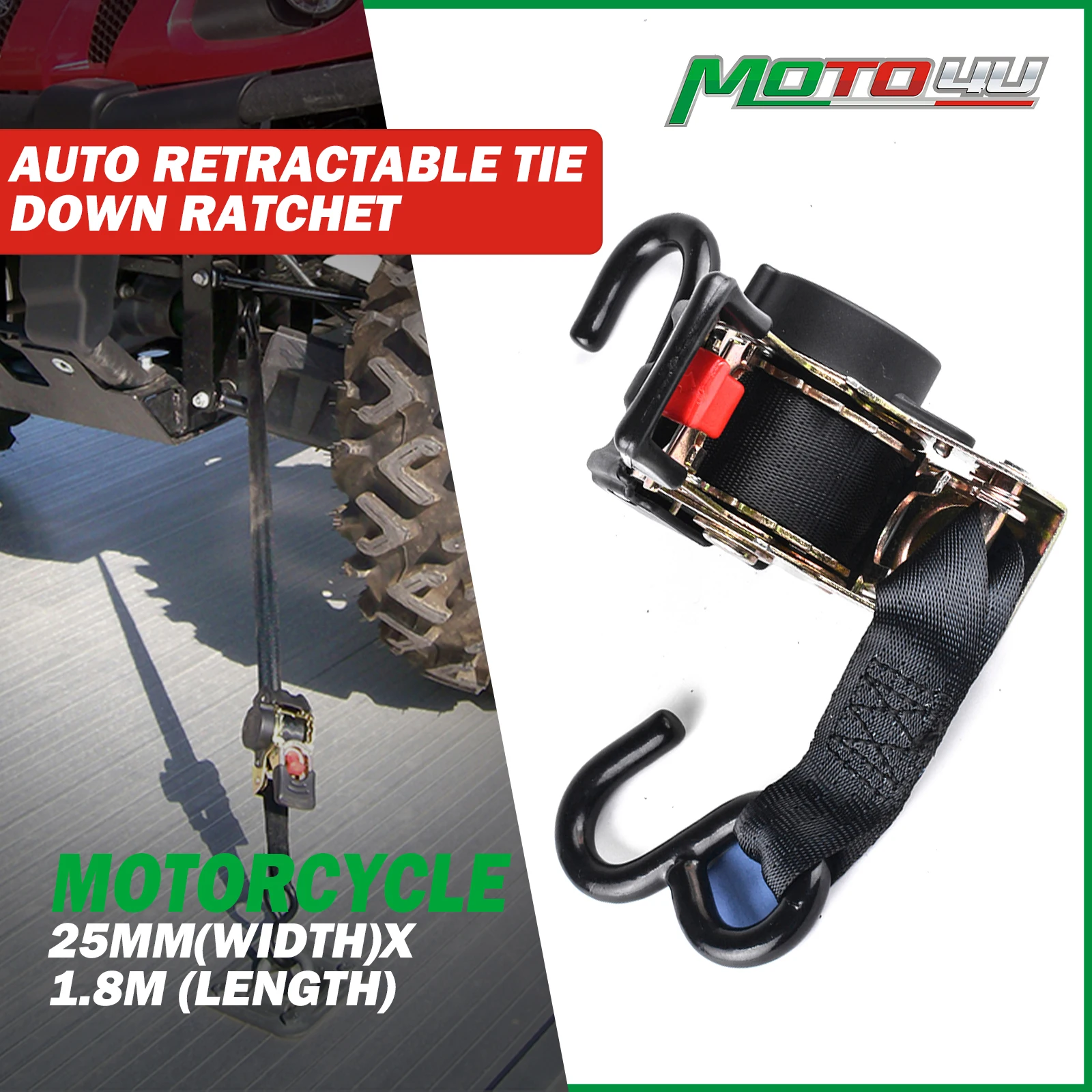 Auto Retractable Universal Easy To Carry Ratchet Tie Down Starp S-Hooks Cam Strap
Auto Retractable Universal Easy To Carry Ratchet Tie Down Starp S-Hooks Cam Strap