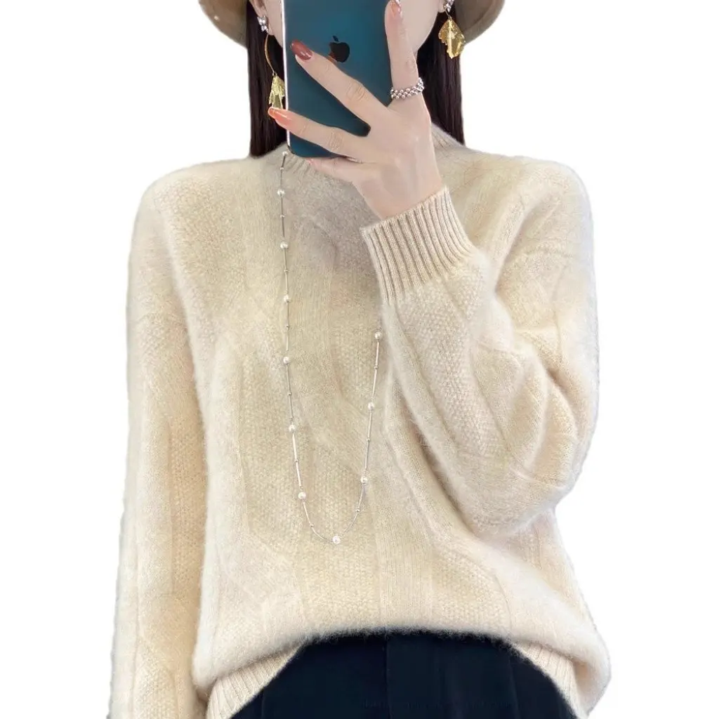 Women's Twisted Flower Mock-neck Pullover Sweater Loose Slimming Base Shirt All-match Autumn Winter New
Women's Twisted Flower Mock-neck Pullover Sweater Loose Slimming Base Shirt All-match Autumn Winter New