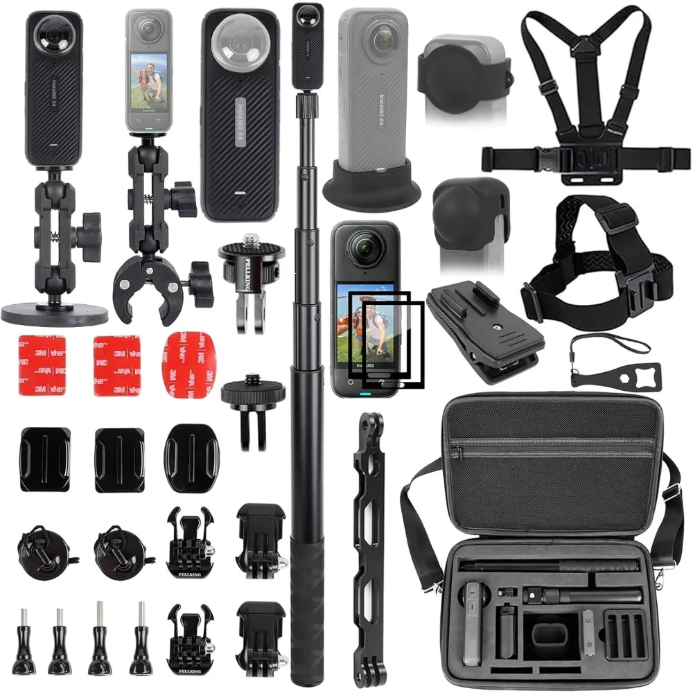 Accessories Kit for insta360 X4,Included Carrying Case with Belt,2 Pcs Metal 1/4" Adapter,Handlebar Mount,Magnetic Mount
Accessories Kit for insta360 X4,Included Carrying Case with Belt,2 Pcs Metal 1/4" Adapter,Handlebar Mount,Magnetic Mount