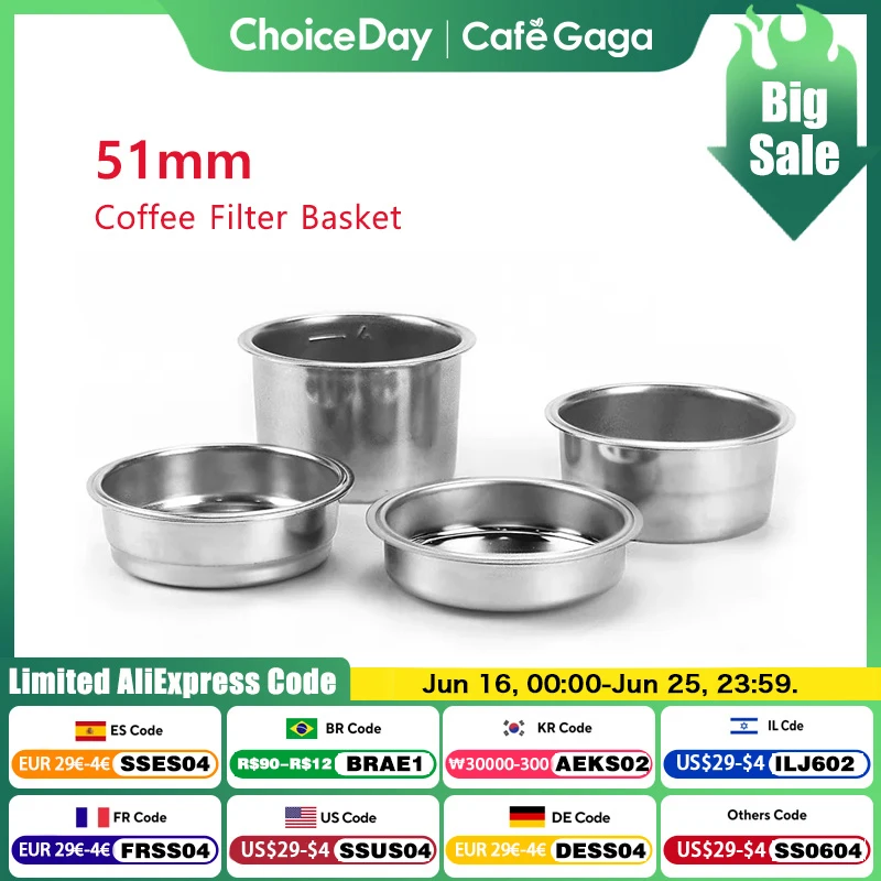 51mm Coffee Filter Basket For Delonghi EC680 EC685 Replacement Stainless Steel For Bottomless Portafilter Espresso Accessories
51mm Coffee Filter Basket For Delonghi EC680 EC685 Replacement Stainless Steel For Bottomless Portafilter Espresso Accessories