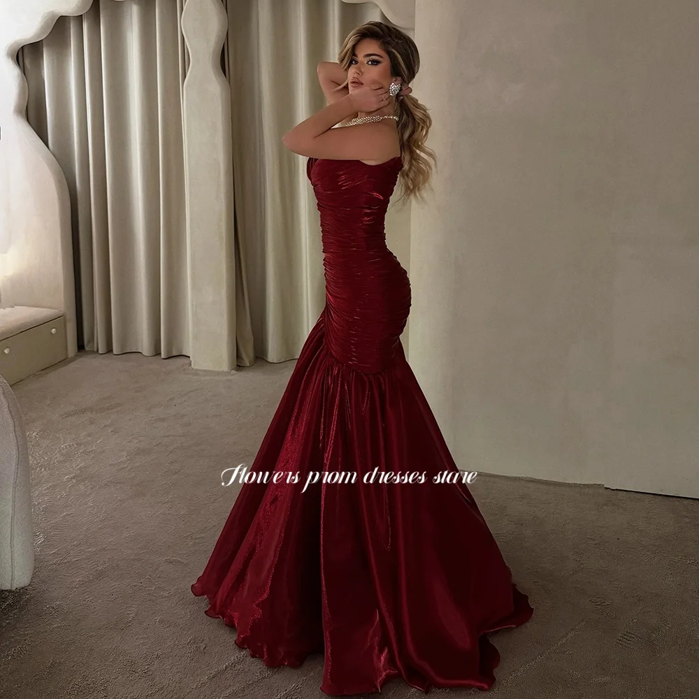 Flowers Burgundy Mermaid Prom Dress with Pleats Sweetheart Evening Party Dress for Princess فساتين مناسبة رسمية Customized
Flowers Burgundy Mermaid Prom Dress with Pleats Sweetheart Evening Party Dress for Princess فساتين مناسبة رسمية Customized