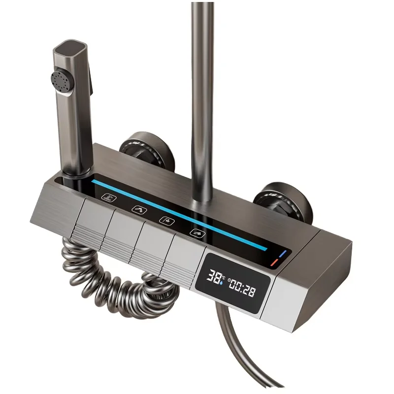 Modern Luxury Smart Digital Bathroom Shower Mixer Set Hotel Wall Mounted Copper Shower Complete Set
Modern Luxury Smart Digital Bathroom Shower Mixer Set Hotel Wall Mounted Copper Shower Complete Set