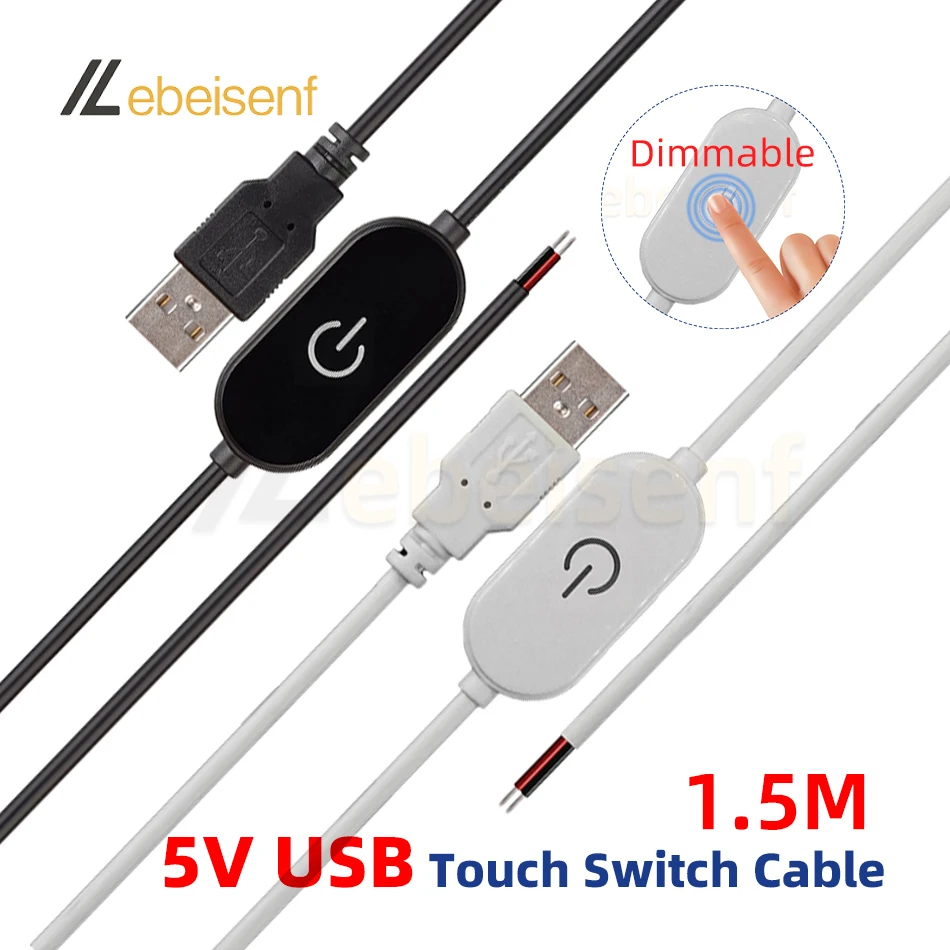 USB Touch Dimmer Cable 5V 2A 1.5M Short Touch ON/OFF Long Press 5-100% Dimming Memory PWM Controller For Single Color LED Strip
USB Touch Dimmer Cable 5V 2A 1.5M Short Touch ON/OFF Long Press 5-100% Dimming Memory PWM Controller For Single Color LED Strip