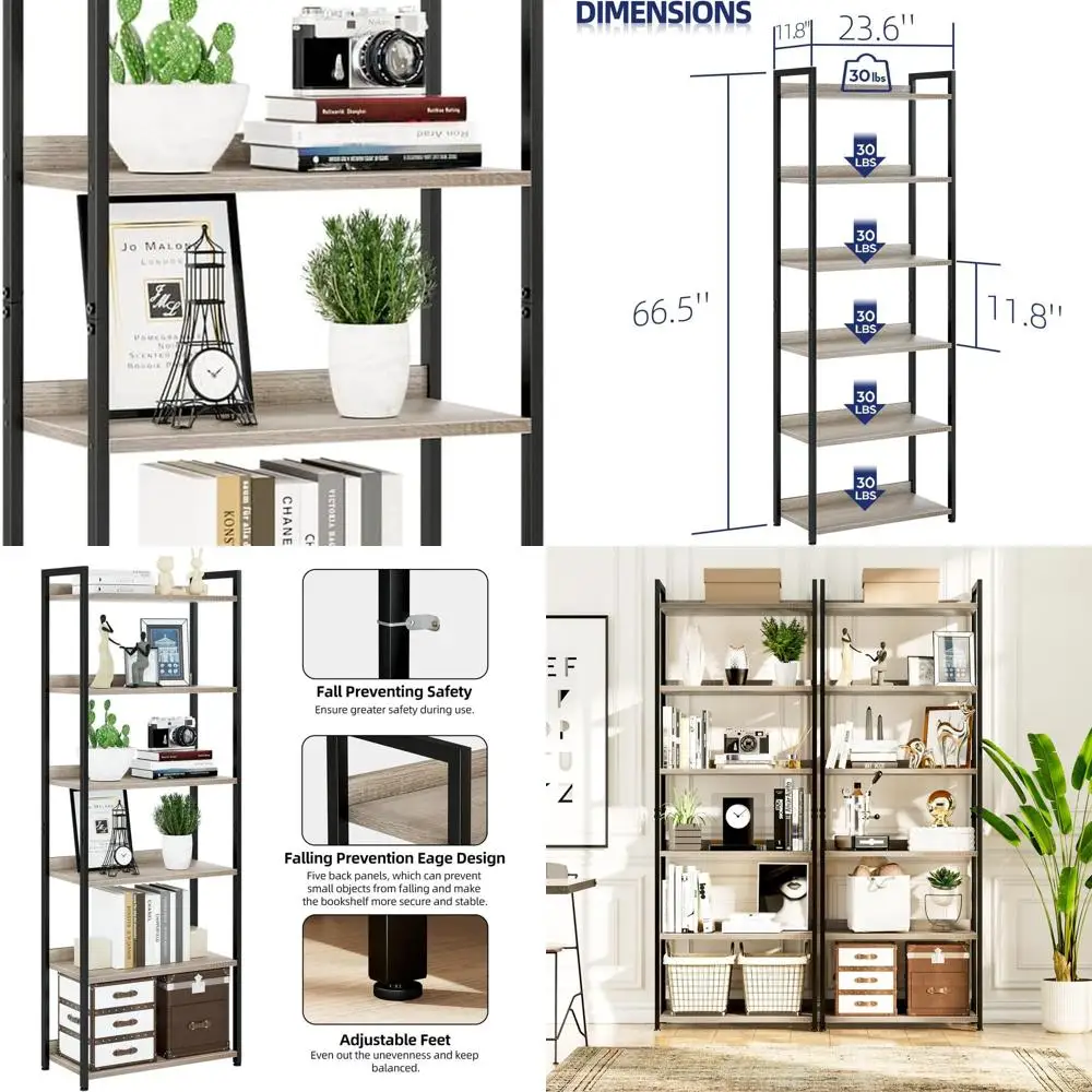 6-Tier Home Office Bookshelf, Storage Organizer for Books, Freestanding Shelving Unit, Suitable for Bedroom, Living Room, Grey
6-Tier Home Office Bookshelf, Storage Organizer for Books, Freestanding Shelving Unit, Suitable for Bedroom, Living Room, Grey