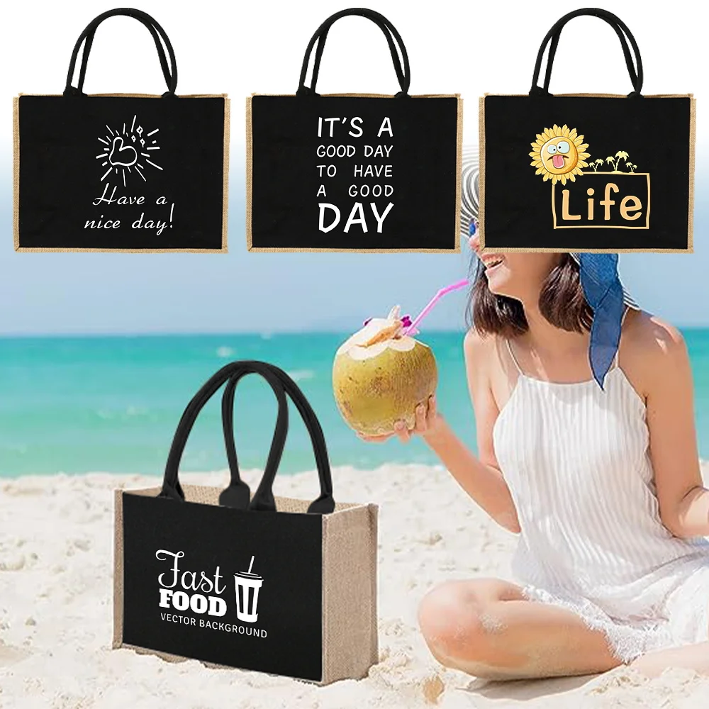 Jute Handbag Shoulder Bag Sacks Jute Imitation Sacks Linen Bags Women Shopping Pouch Designer Laminated Bags Life Food Theme
Jute Handbag Shoulder Bag Sacks Jute Imitation Sacks Linen Bags Women Shopping Pouch Designer Laminated Bags Life Food Theme