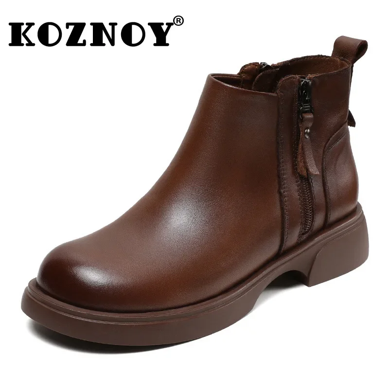 Koznoy 3,5 см из коровьей натуральной кожи, плюшевые женские ботильоны на танкетке с молнией, вулканизированные осенние туфли на плоской подошве, модные зимние плюшевые женские ботильоны
Koznoy 3,5 см из коровьей натуральной кожи, плюшевые женские ботильоны на танкетке с молнией, вулканизированные осенние туфли на плоской подошве, модные зимние плюшевые женские ботильоны