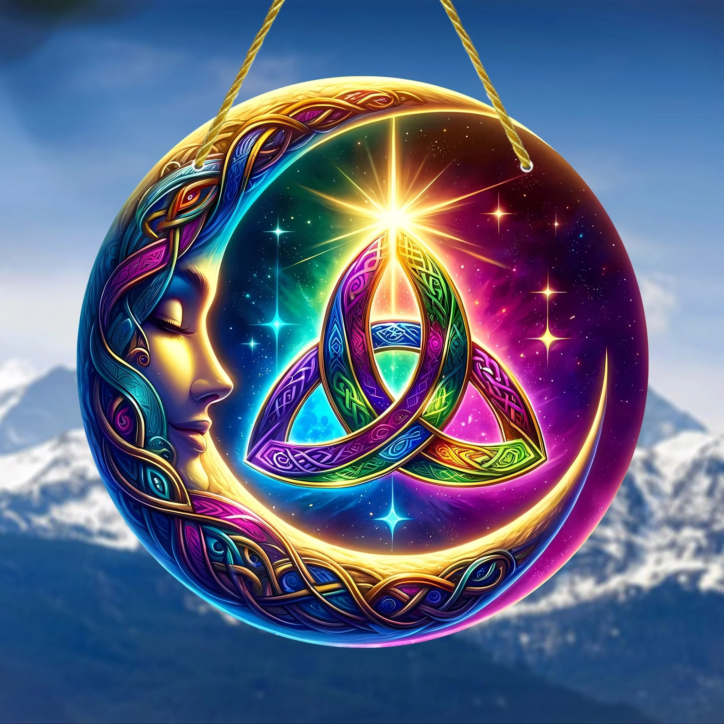 Moon&Celtic Festival Sun Catcher - 6X6" Round Acrylic Window Hanging, Colorful Stained Plastic Decor For Home,Porch,Wall
Moon&Celtic Festival Sun Catcher - 6X6" Round Acrylic Window Hanging, Colorful Stained Plastic Decor For Home,Porch,Wall