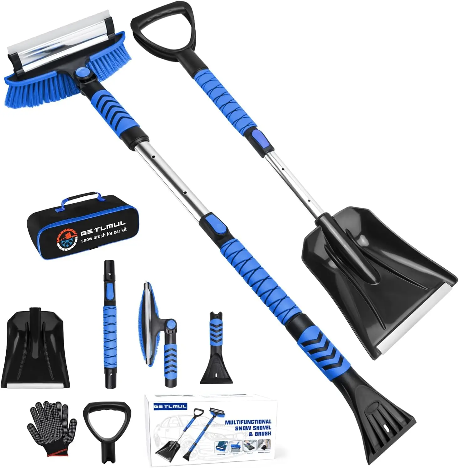 42-дюймовая выдвижная щетка для снега и скребок для льда с поворотной головкой, эргономичной ручкой и складной аварийной лопаткой для автомобилей
42-дюймовая выдвижная щетка для снега и скребок для льда с поворотной головкой, эргономичной ручкой и складной аварийной лопаткой для автомобилей