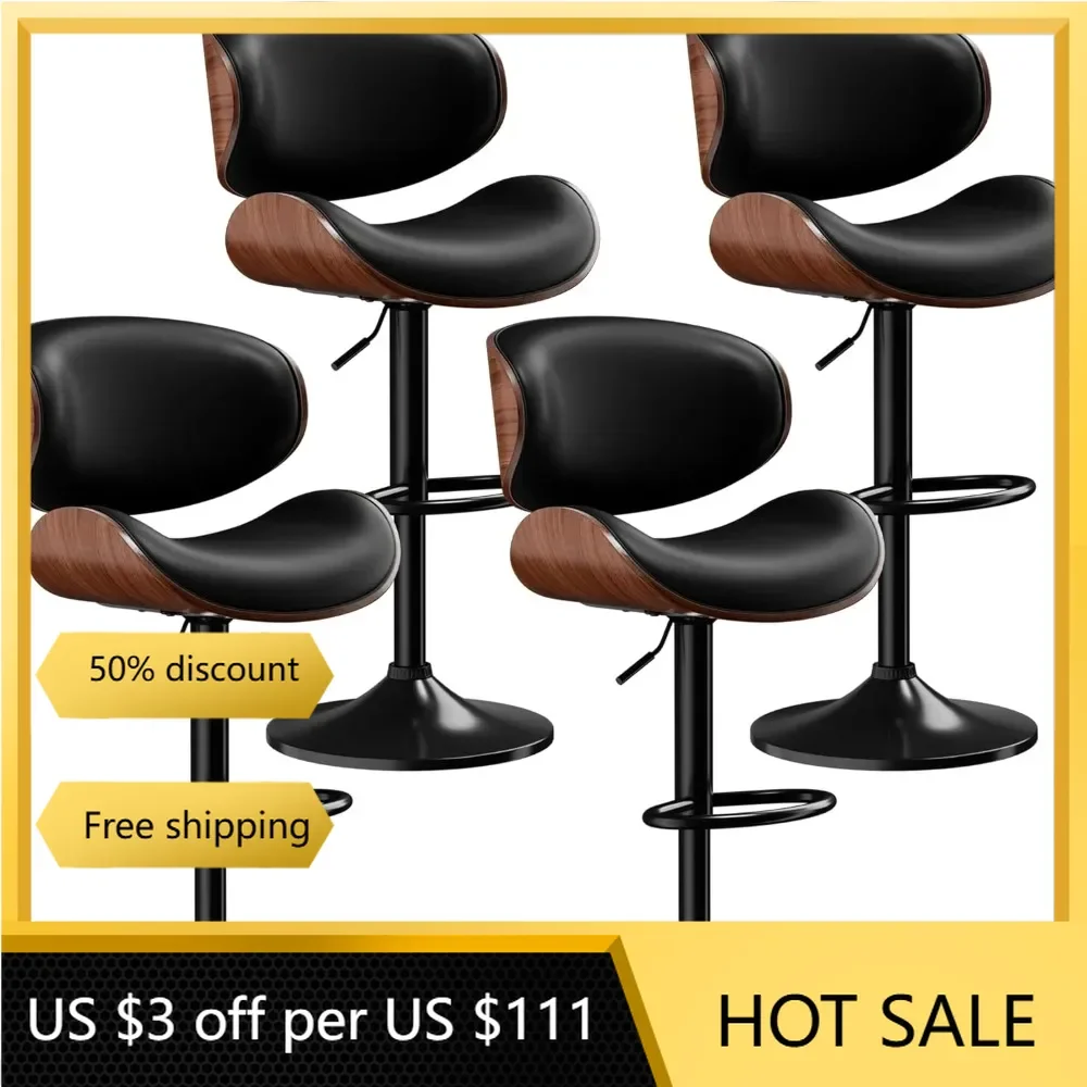 Adjustable Swivel Bar Stools Set of 4, Mid-Century Modern PU Leather Upholstered Counter Height Bar Stool
Adjustable Swivel Bar Stools Set of 4, Mid-Century Modern PU Leather Upholstered Counter Height Bar Stool