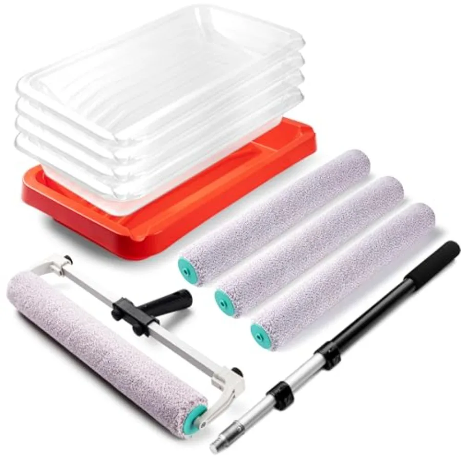18 Inch Paint Roller Kit with Extension Pole 11 Piece Paint Set for Large Walls and Ceilings Heavy-Duty Paint Tray with 4 Liner
18 Inch Paint Roller Kit with Extension Pole 11 Piece Paint Set for Large Walls and Ceilings Heavy-Duty Paint Tray with 4 Liner