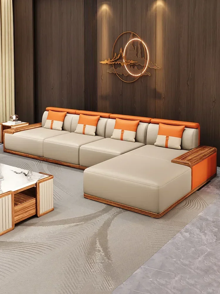 Modern Minimalist Ebony Leather Corner Sofa New Chinese Solid Wood 4-Seat Combination For Large Apartments
Modern Minimalist Ebony Leather Corner Sofa New Chinese Solid Wood 4-Seat Combination For Large Apartments