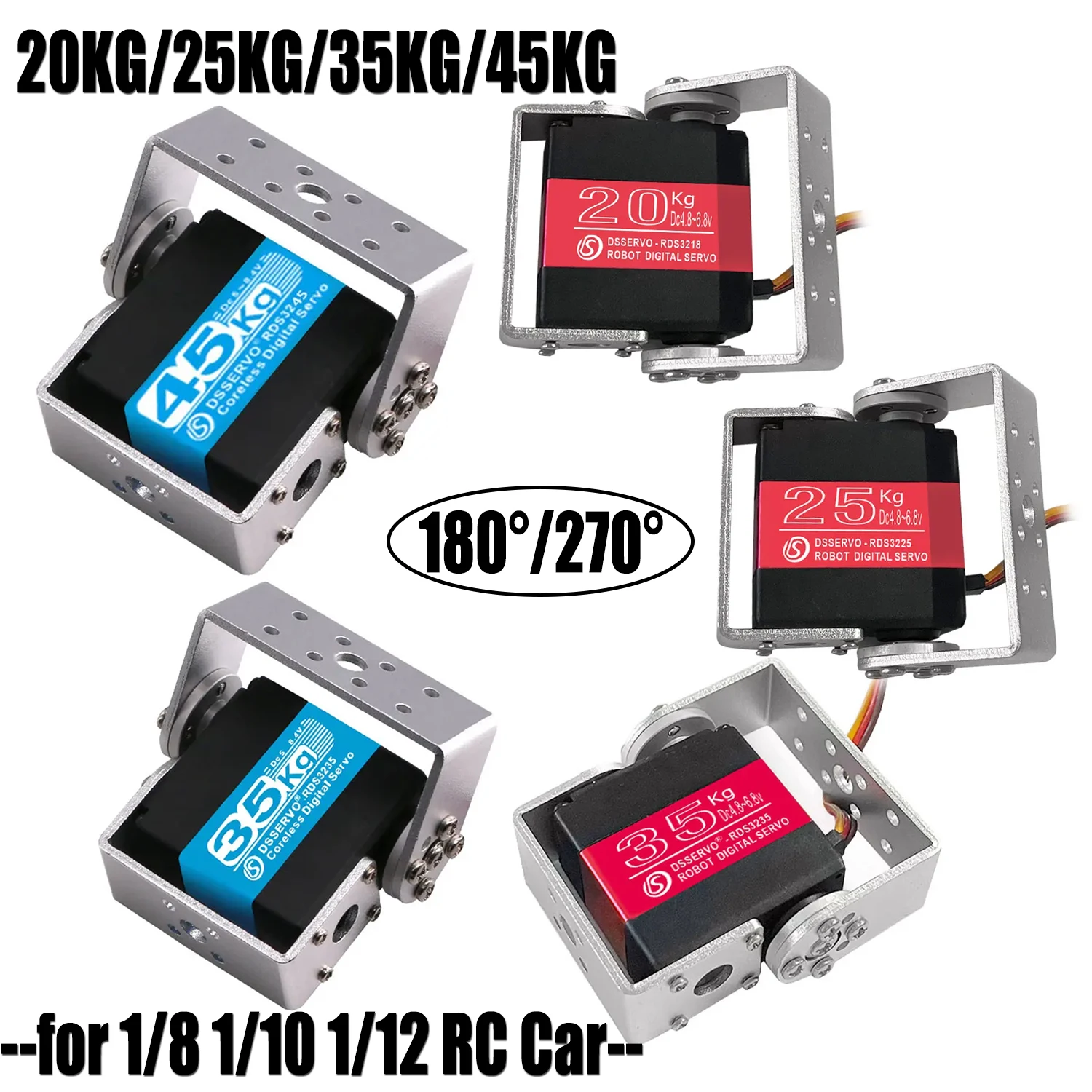 Waterproof Digital Servo 20KG 25KG 35KG 45KG Metal Gear 180/270 Degree for Baja 1/8 1/10 1/12 RC Crawler Buggy Car Robot Model
Waterproof Digital Servo 20KG 25KG 35KG 45KG Metal Gear 180/270 Degree for Baja 1/8 1/10 1/12 RC Crawler Buggy Car Robot Model