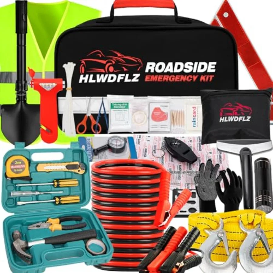 Emergency Car Kit with Jumper Cables and Snow Shovel Winter Roadside Assistance Safety Kit for Cars Trucks SUVs and RVs
Emergency Car Kit with Jumper Cables and Snow Shovel Winter Roadside Assistance Safety Kit for Cars Trucks SUVs and RVs