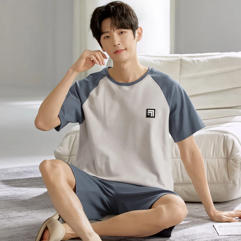 Summer 3XL Knitted Cotton Short Sleeved Men's Pajamas Sets Male Pajama Set For Men Sleepwear Suit Homewear pyjama homme coton
Summer 3XL Knitted Cotton Short Sleeved Men's Pajamas Sets Male Pajama Set For Men Sleepwear Suit Homewear pyjama homme coton