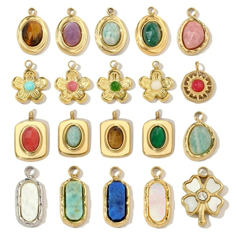 1Pc Mini Stainless Steel Natural Stone Pendant Vintage Oval Flower Clover Jewelry Accessory for DIY Necklace Bracelet Keychain
1Pc Mini Stainless Steel Natural Stone Pendant Vintage Oval Flower Clover Jewelry Accessory for DIY Necklace Bracelet Keychain