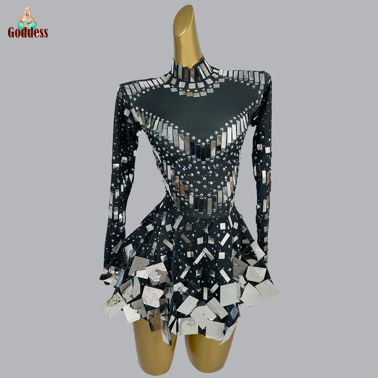 Women Birthday Party Pleated Mini Dress Sexy Nightclub Performance Dance Costume Stage Show Wear Sequins Bodysuit Short Dress
Women Birthday Party Pleated Mini Dress Sexy Nightclub Performance Dance Costume Stage Show Wear Sequins Bodysuit Short Dress