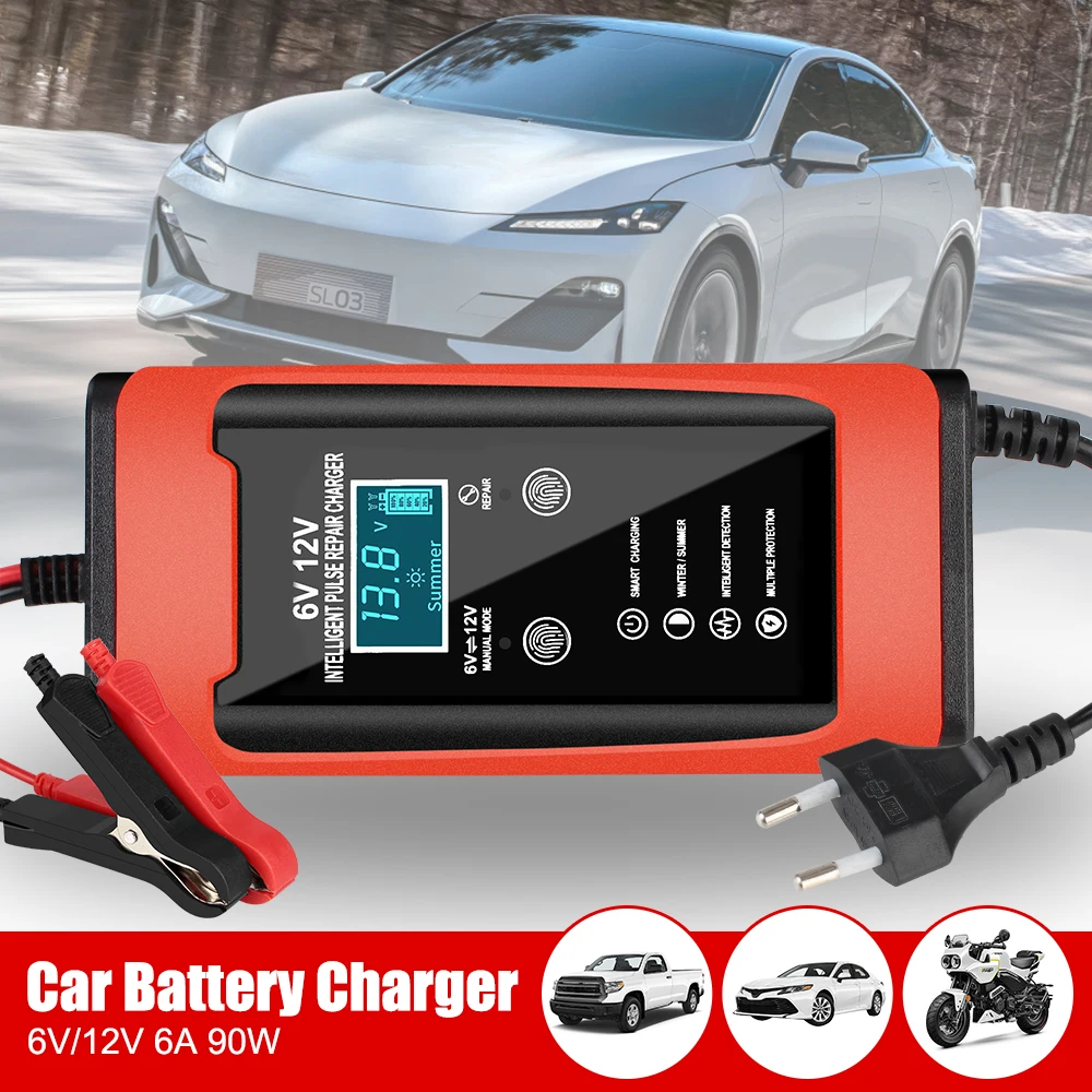 Cycle GEL Lead-Acid Charger Pulse Repair LCD Display Car Battery Charger Smart Fast Charge 6V 12V 6A Auto Motorcycle
Cycle GEL Lead-Acid Charger Pulse Repair LCD Display Car Battery Charger Smart Fast Charge 6V 12V 6A Auto Motorcycle